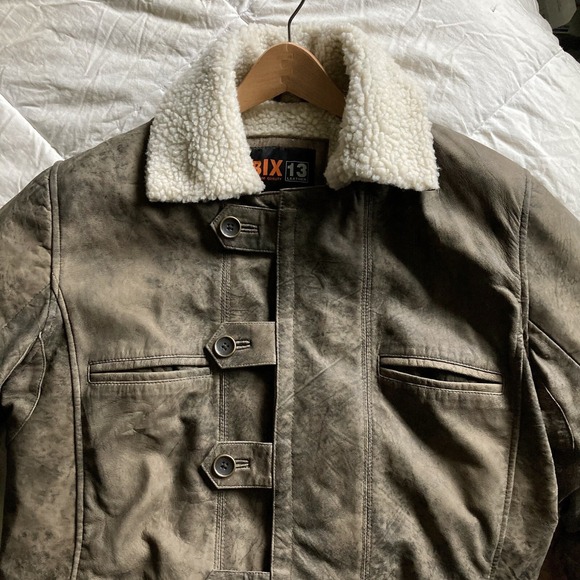 NWOT BIX13 Men's 46 Premium Quality Leather Coat Tom Hardy Bane Faux Shearling - Picture 10 of 16